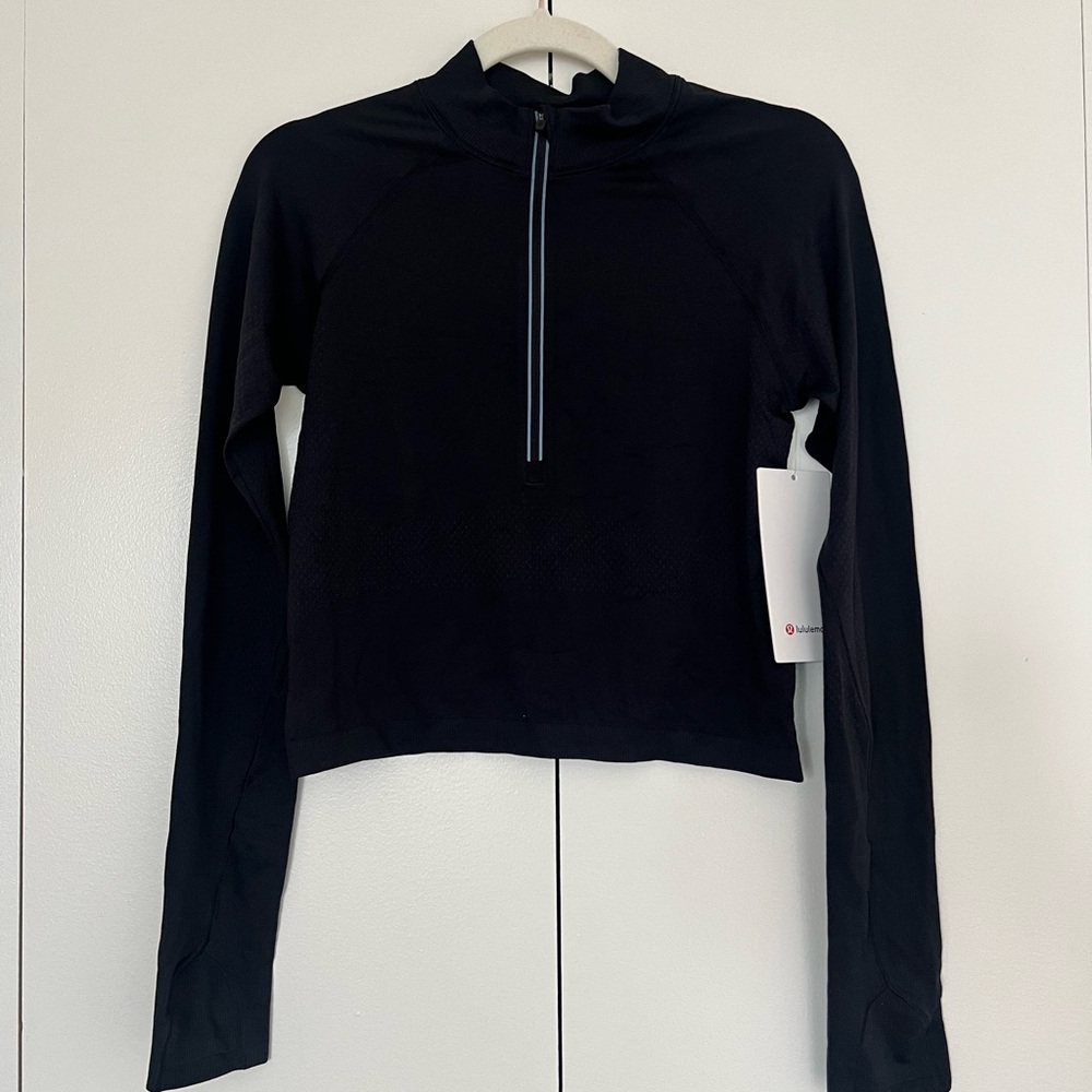 Black Swiftly Tech 1/2 Zip. Size 8